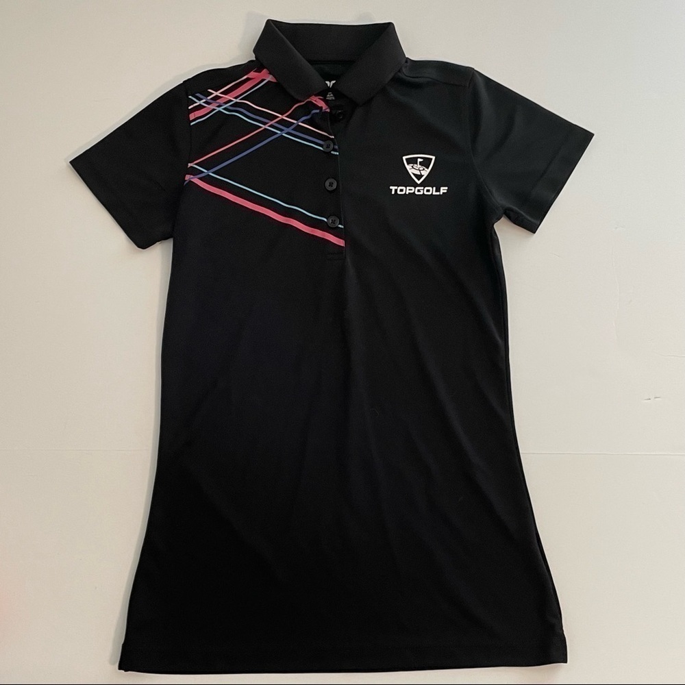 Top Golf Black Fitted Female Polo Style Short Sleeve Shirt Size XS